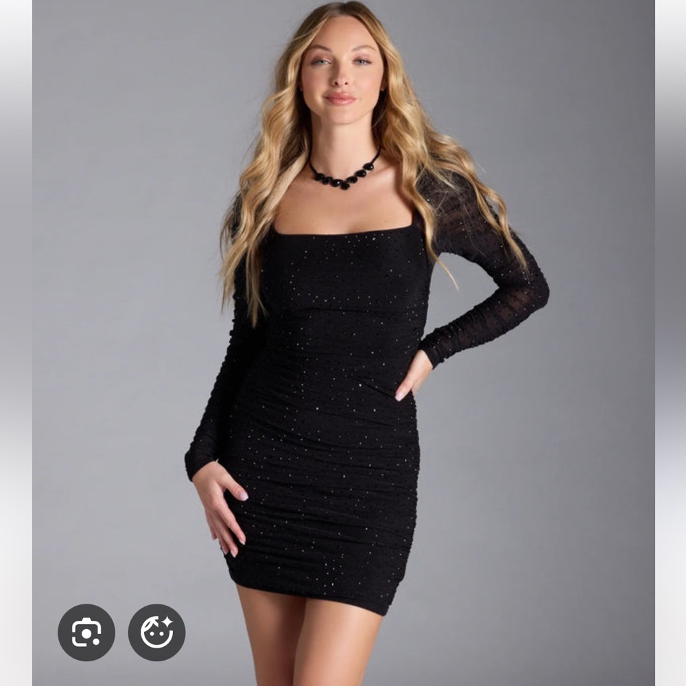 Elegant Black Dress with Rhinestone Detailing